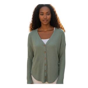 PINK ROSE SEA FOAM GREEN WAFFLE KNIT PULLOVER SZ.S EUC.